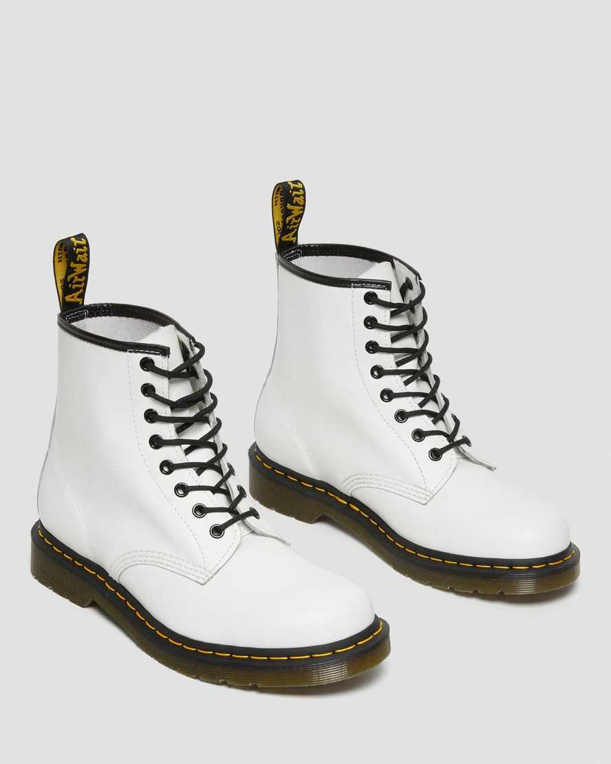 weiße dr. martens 1460 glatte herren-schnürstiefel