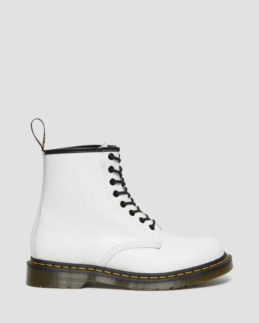 weiße dr. martens 1460 glatte herren-schnürstiefel