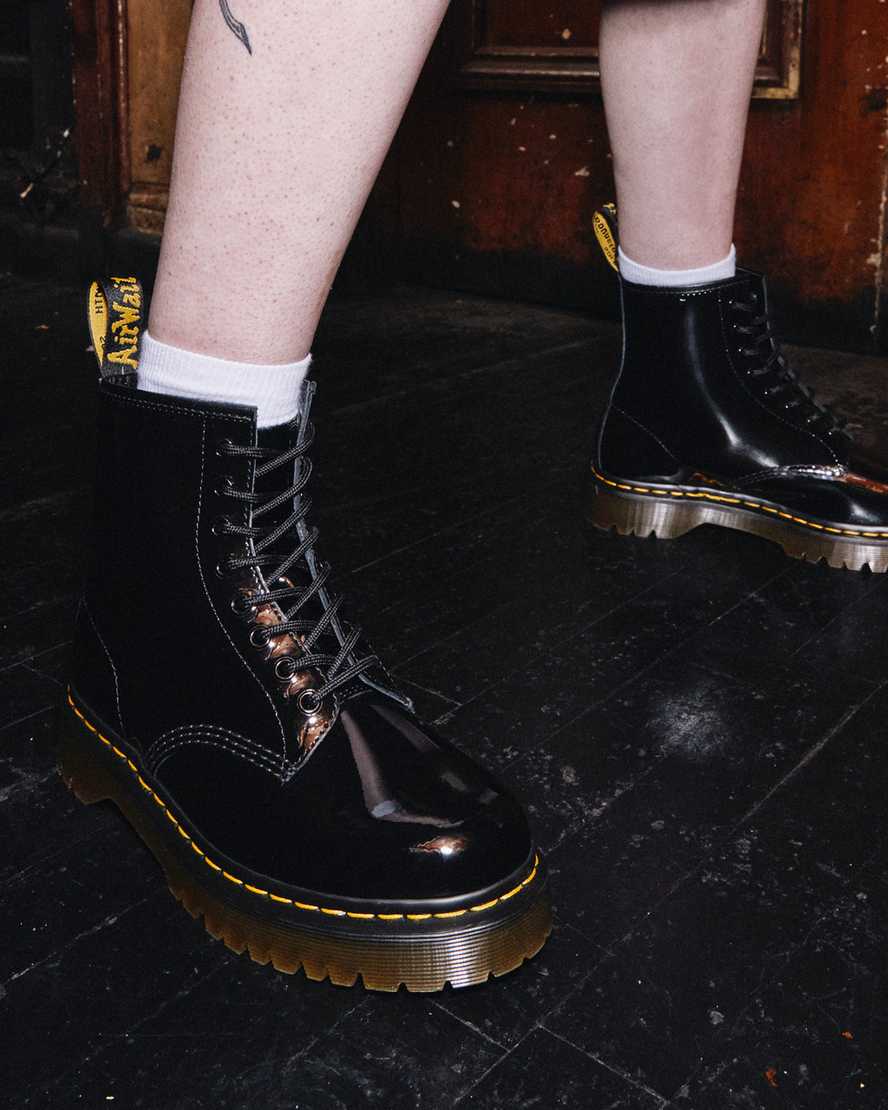 schwarze dr. martens 1460 bex lackleder-schnürstiefel für herren.