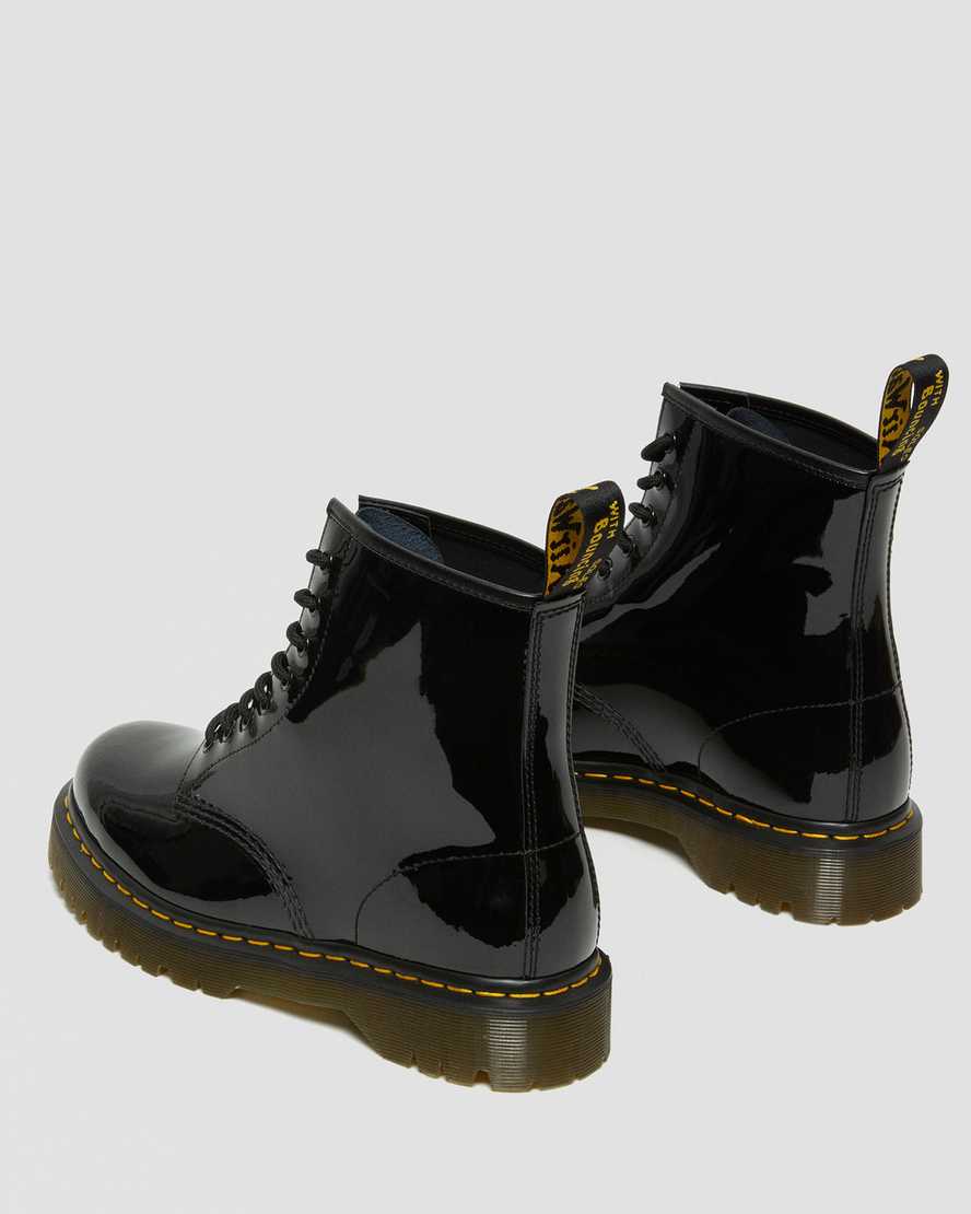 schwarze dr. martens 1460 bex lackleder-schnürstiefel für herren.