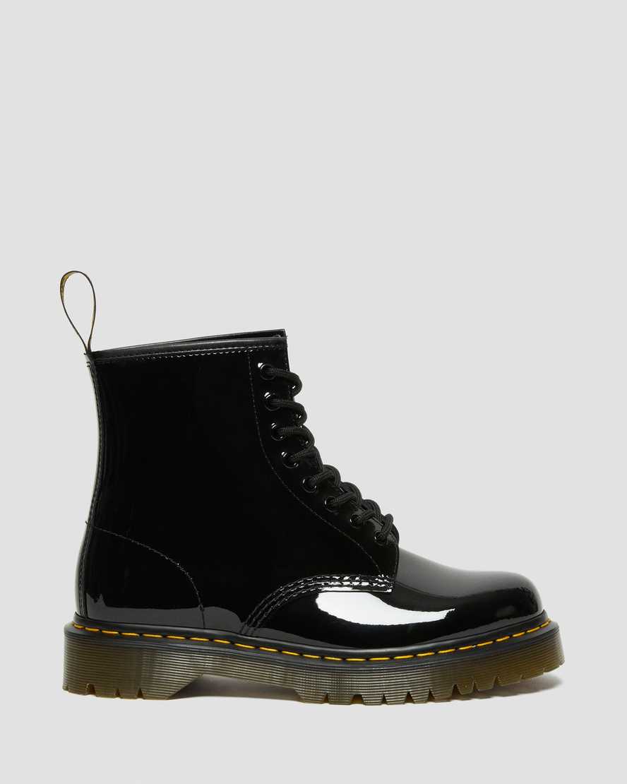 schwarze dr. martens 1460 bex lackleder-schnürstiefel für herren.