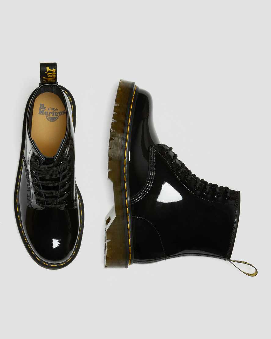 schwarze dr. martens 1460 bex lackleder-schnürstiefel für herren.