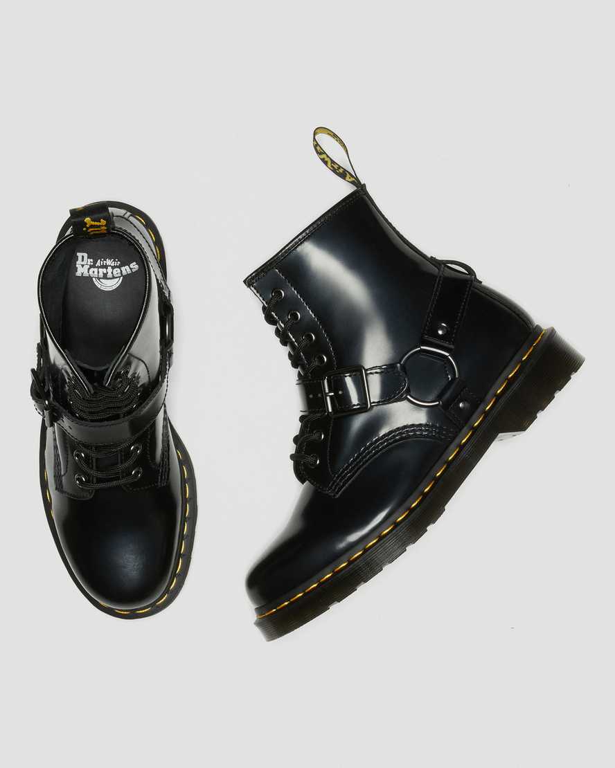 schwarze dr. martens 1460 harness herren-schnürstiefel