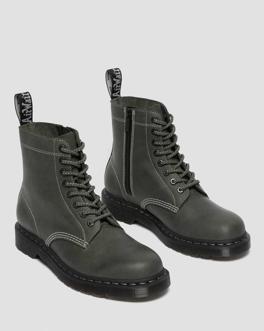 olivgrüne dr. martens 1460 pascal zip herren-schnürstiefel