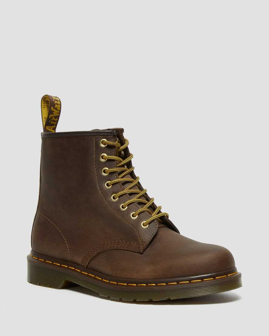 braune dr. martens 1460 crazy horse herren-schnürstiefel