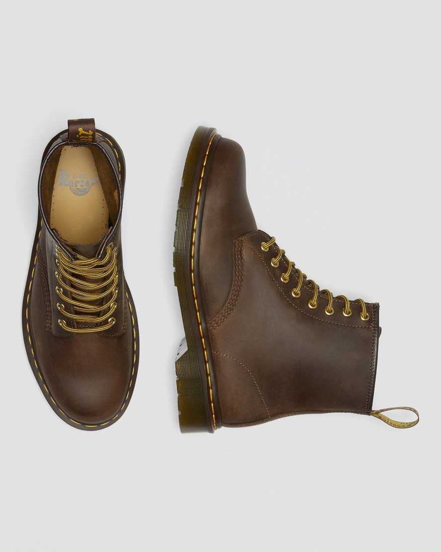braune dr. martens 1460 crazy horse herren-schnürstiefel