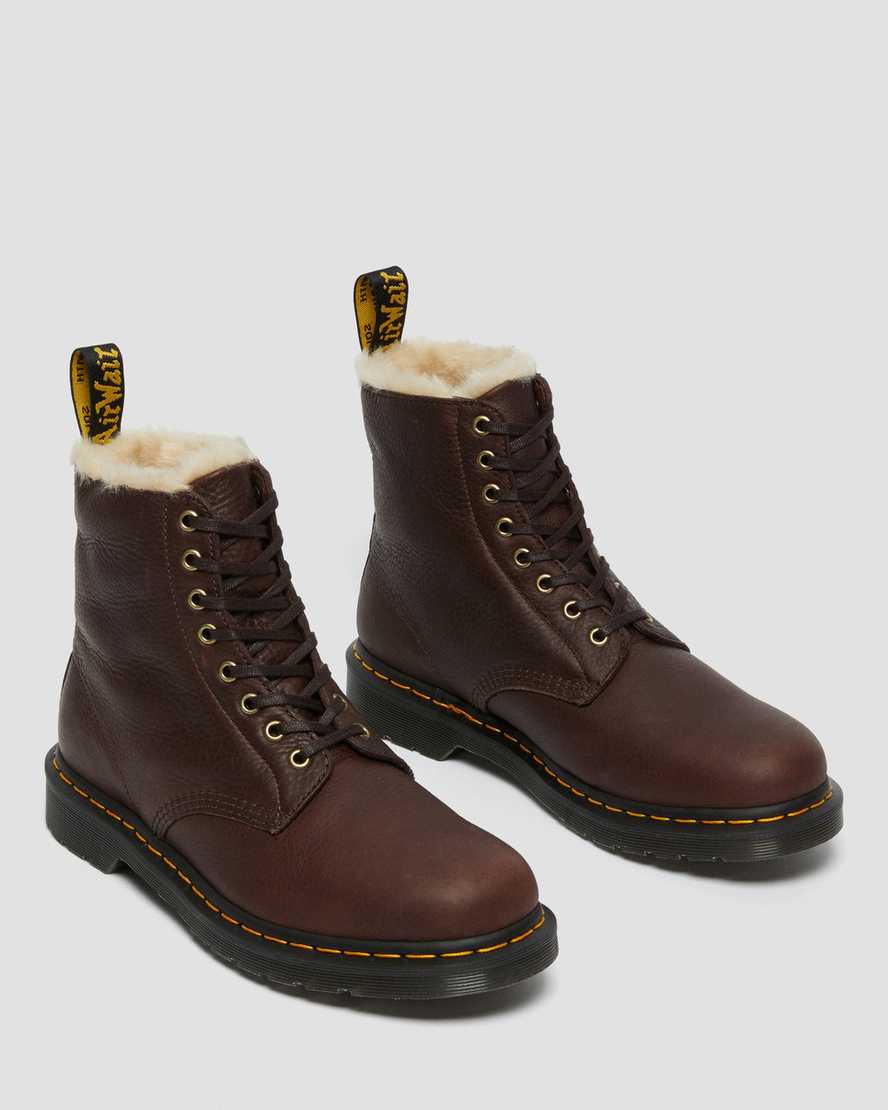 braune dr. martens 1460 pascal herrenstiefel mit kunstfellfutter
