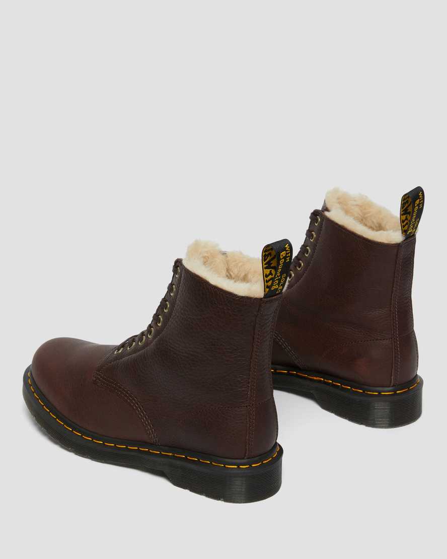 braune dr. martens 1460 pascal herrenstiefel mit kunstfellfutter