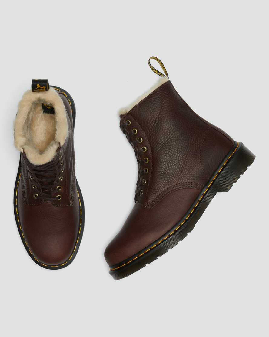 braune dr. martens 1460 pascal herrenstiefel mit kunstfellfutter