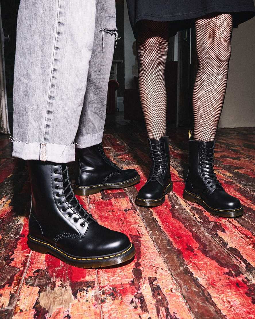 schwarze dr. martens 1490 smooth herrenstiefel mittelhoch