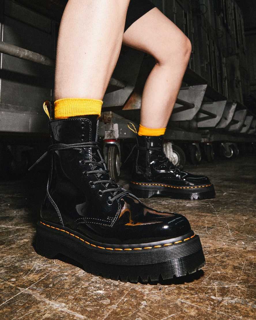 schwarze dr. martens jadon lack-plateaustiefel für herren