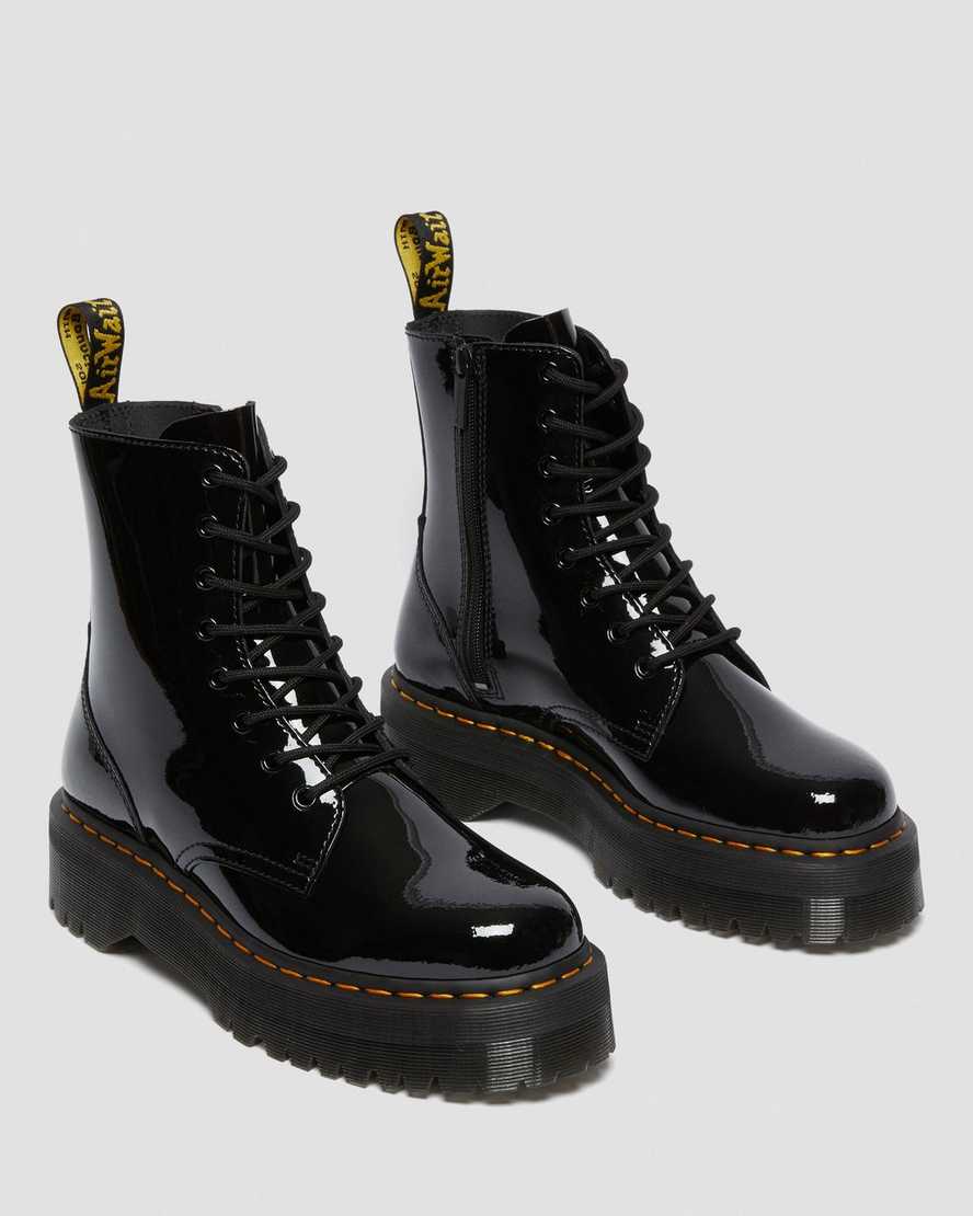 schwarze dr. martens jadon lack-plateaustiefel für herren