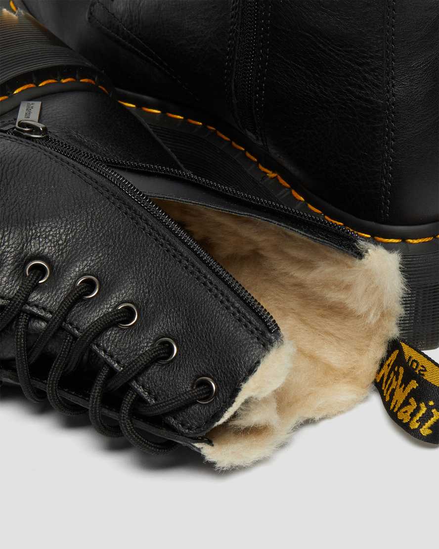 schwarze dr. martens jadon herren-plateaustiefel mit kunstfellfutter