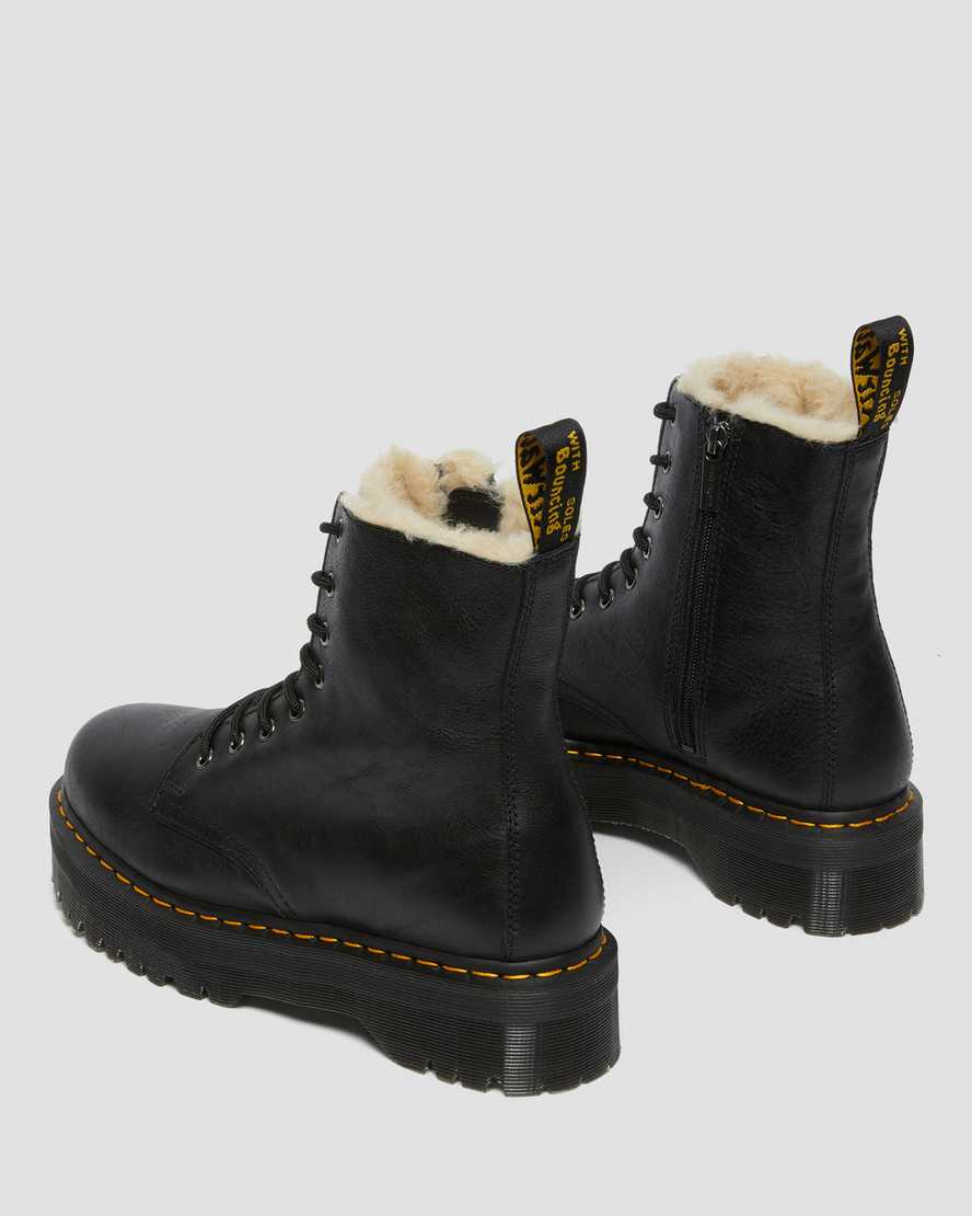 schwarze dr. martens jadon herren-plateaustiefel mit kunstfellfutter