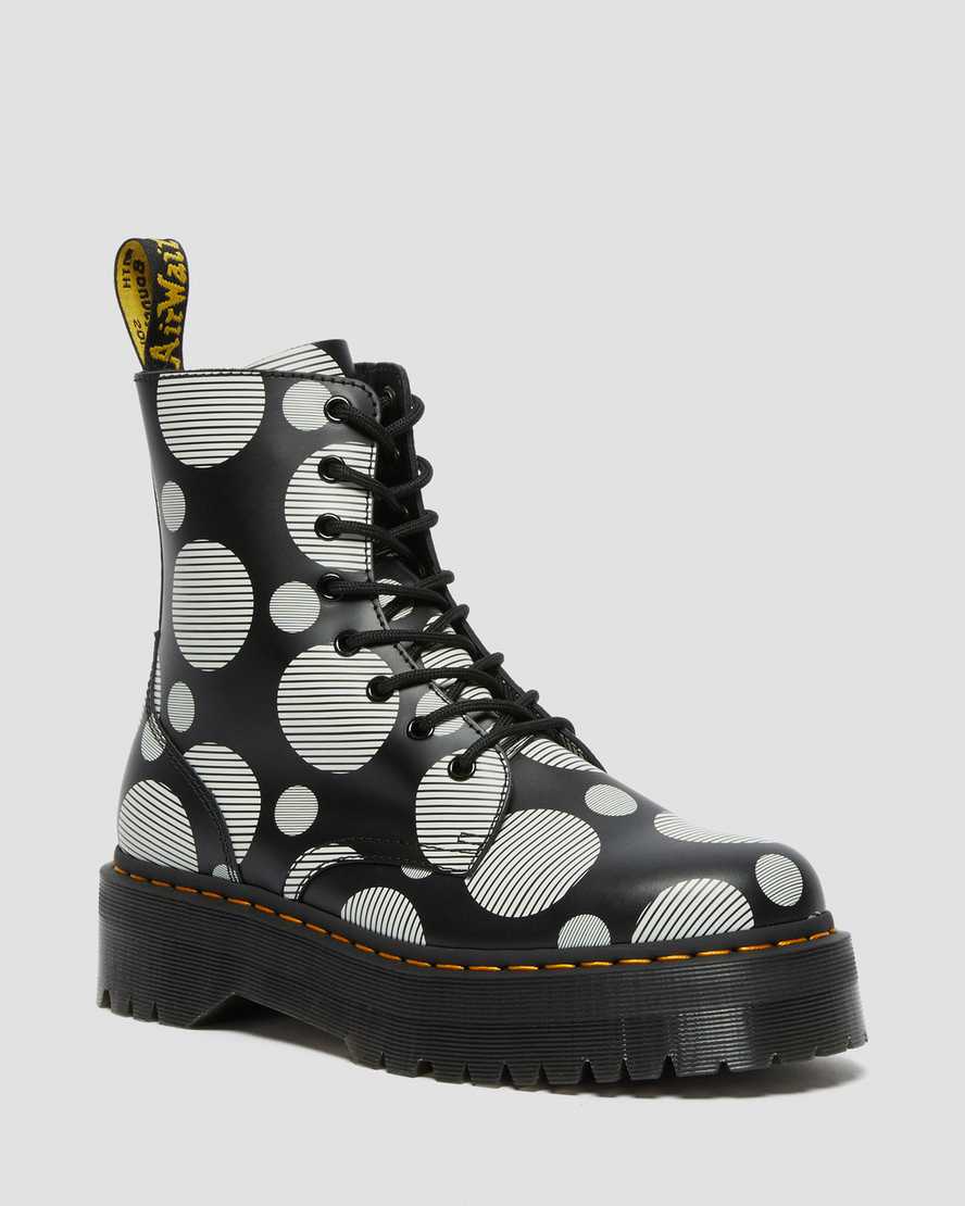 schwarze dr. martens jadon polka dot glatte herren-plateaustiefel