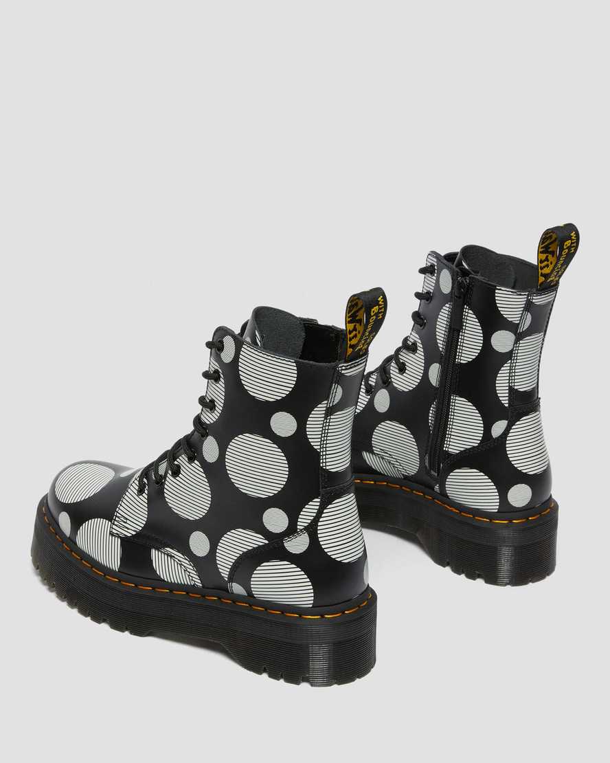 schwarze dr. martens jadon polka dot glatte herren-plateaustiefel
