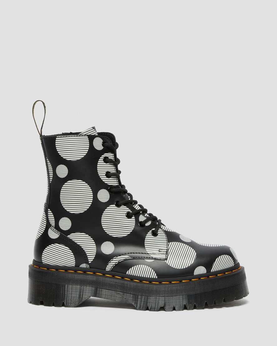 schwarze dr. martens jadon polka dot glatte herren-plateaustiefel