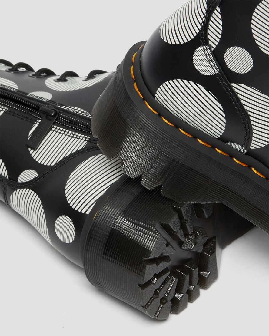 schwarze dr. martens jadon polka dot glatte herren-plateaustiefel