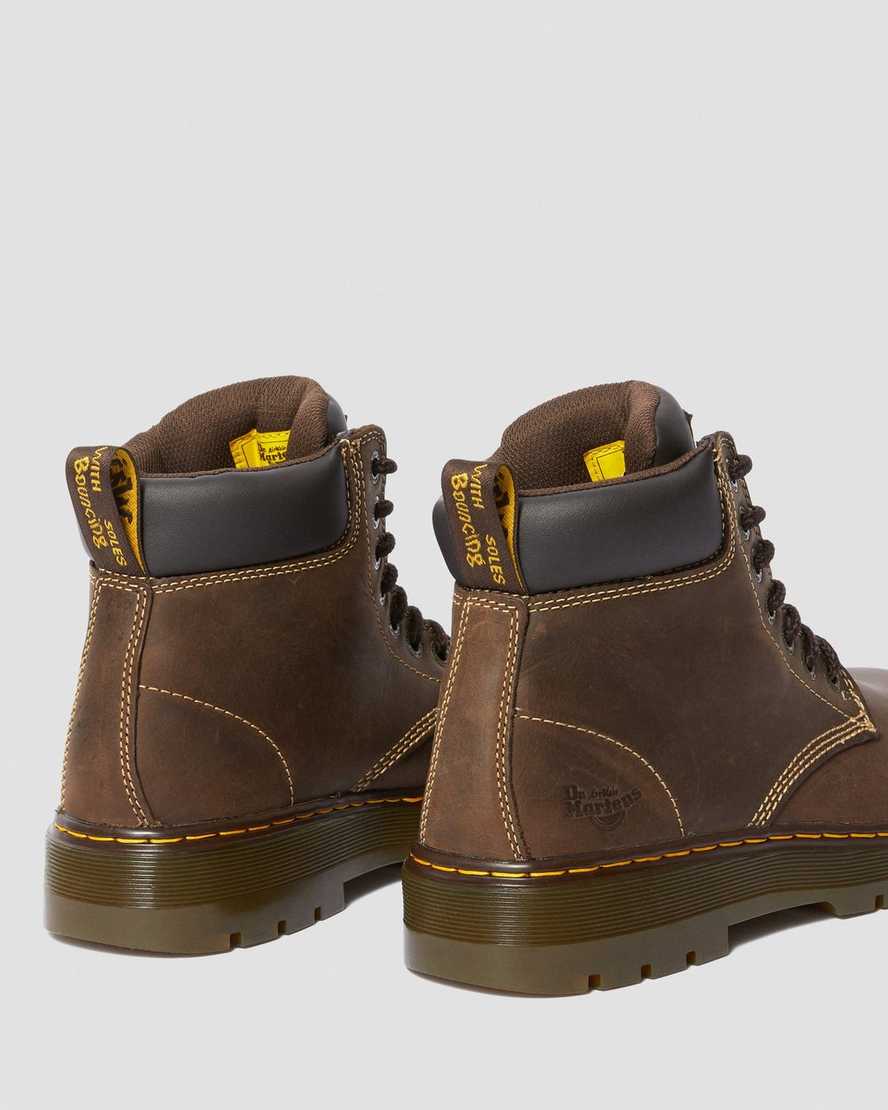 dunkelbraune dr. martens winch extra wide herren-arbeitsstiefel