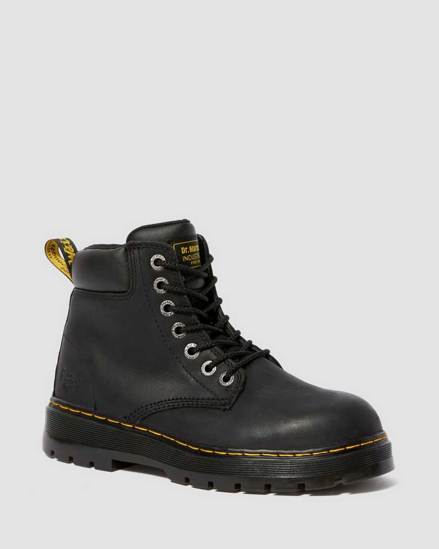 schwarze dr. martens winch extra wide herren-arbeitsstiefel