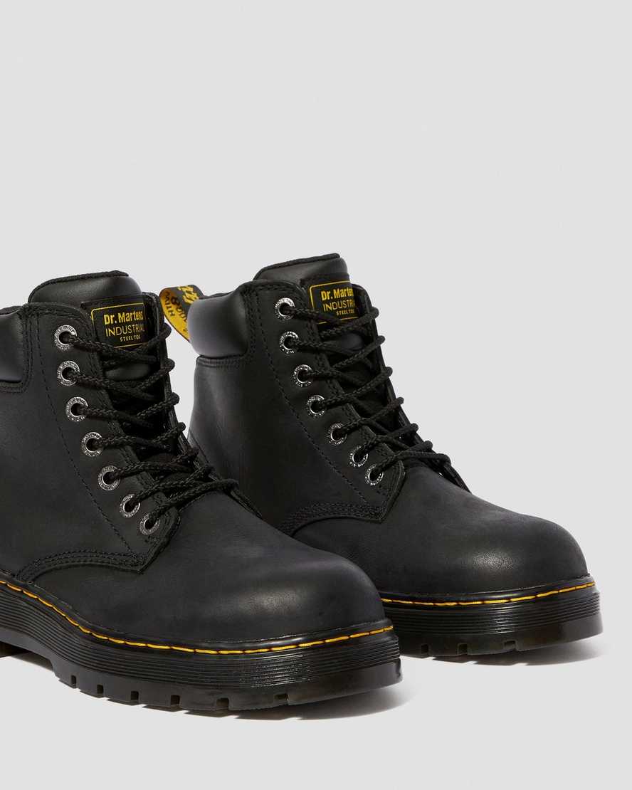 schwarze dr. martens winch extra wide herren-arbeitsstiefel