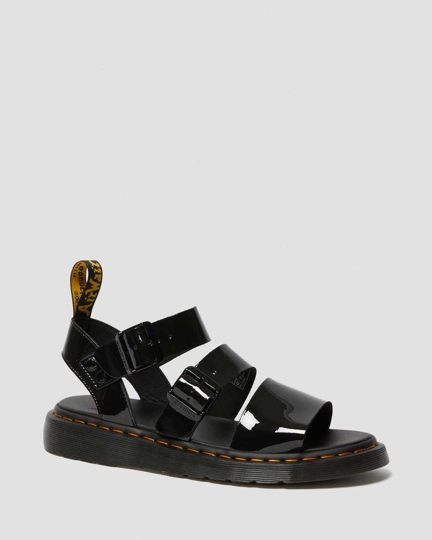 schwarze dr. martens gryphon lack-gladiator-sandalen für herren