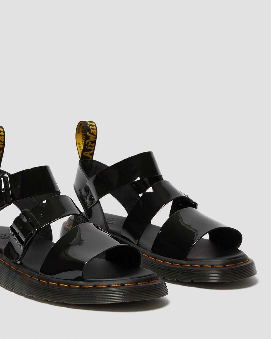 schwarze dr. martens gryphon lack-gladiator-sandalen für herren