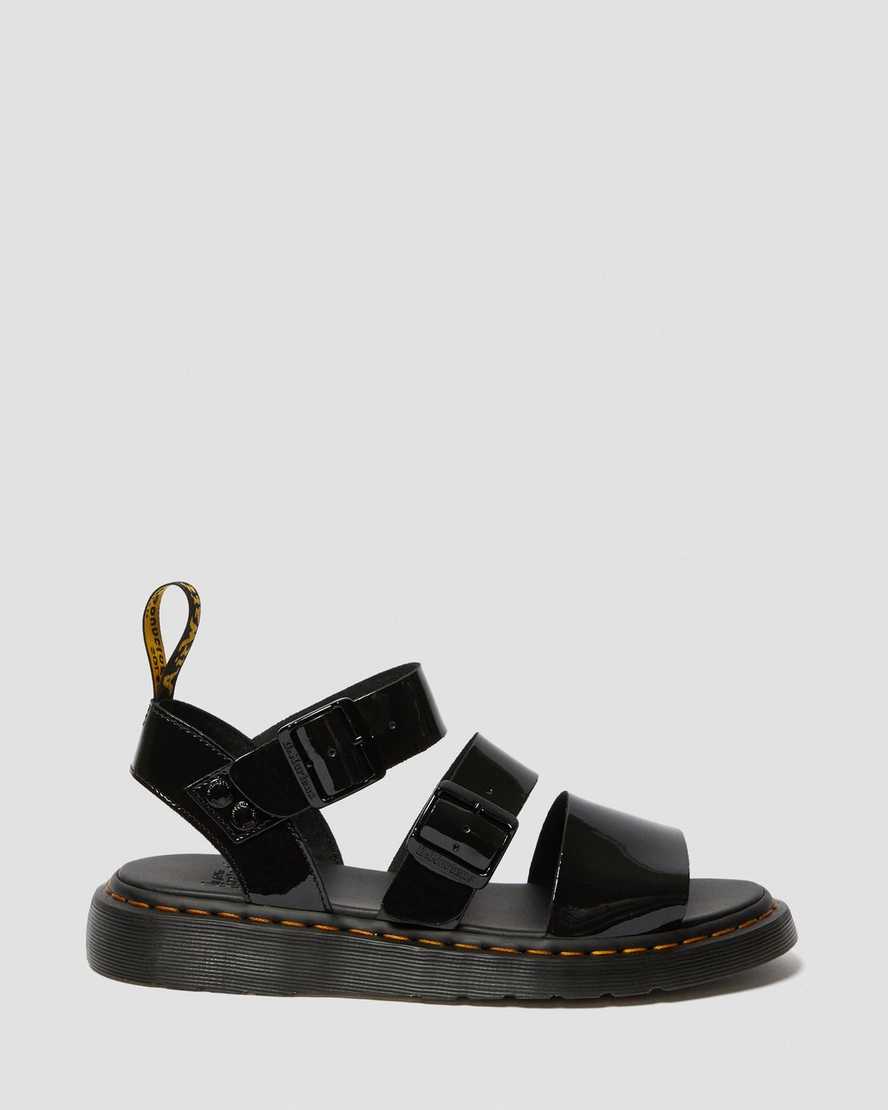 schwarze dr. martens gryphon lack-gladiator-sandalen für herren