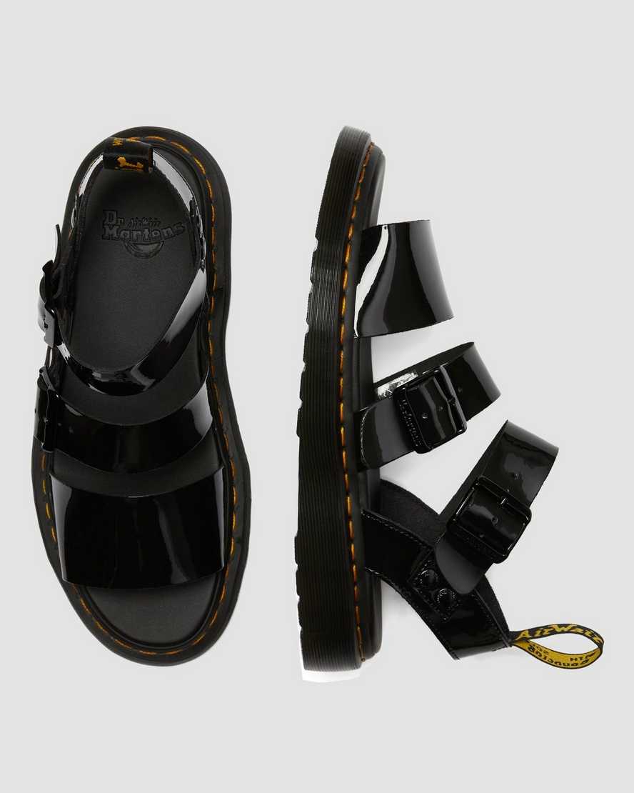 schwarze dr. martens gryphon lack-gladiator-sandalen für herren