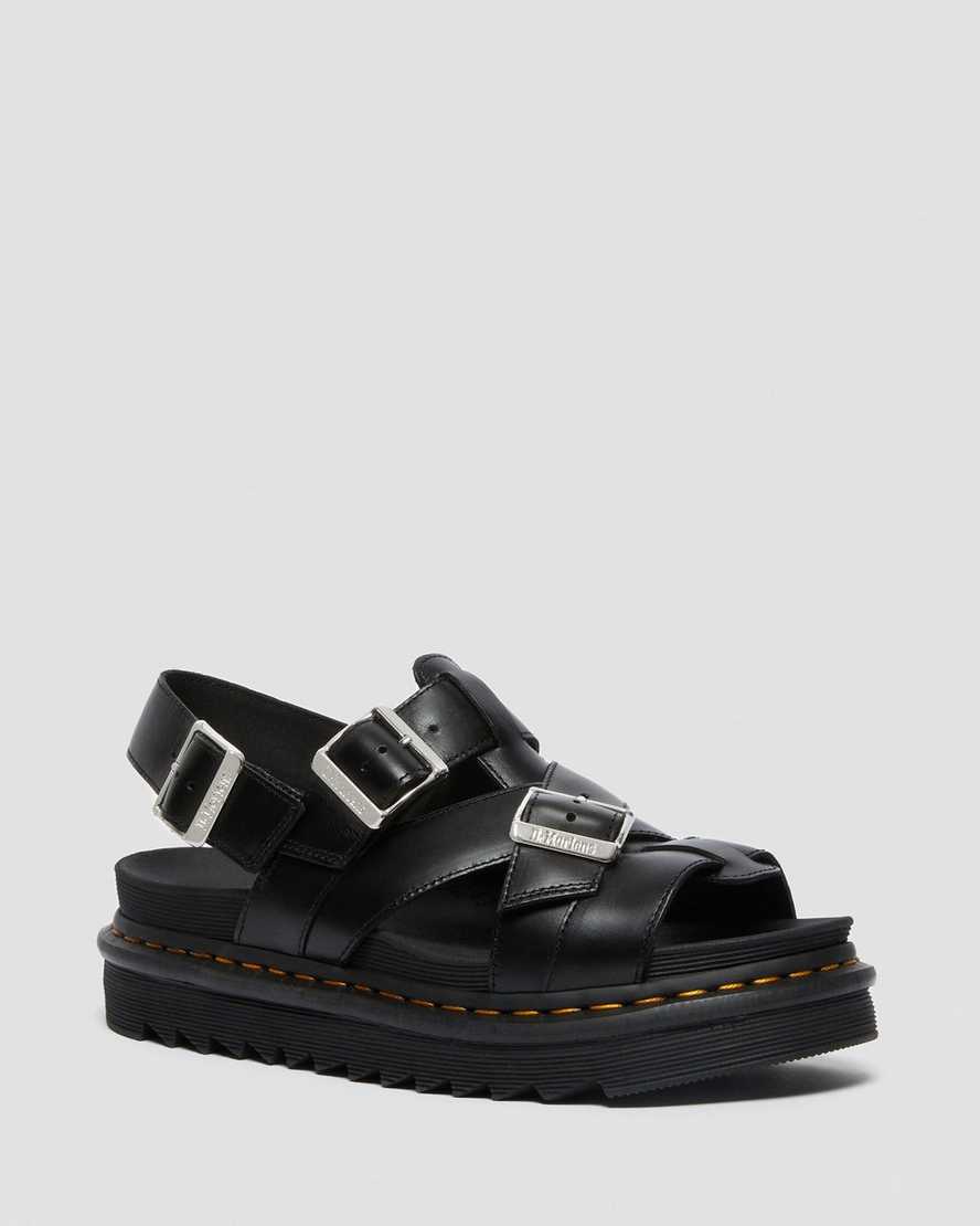 schwarze dr. martens terry ii herren-riemensandalen