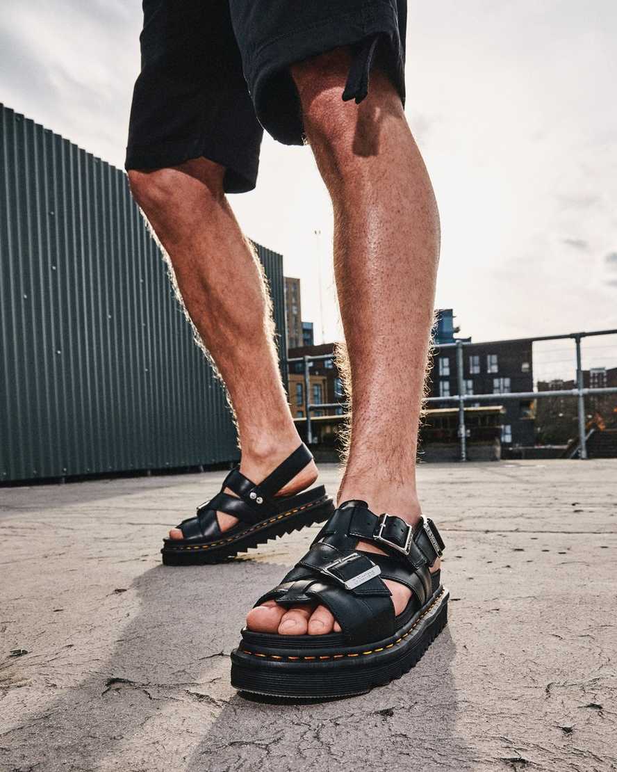 schwarze dr. martens terry ii herren-riemensandalen