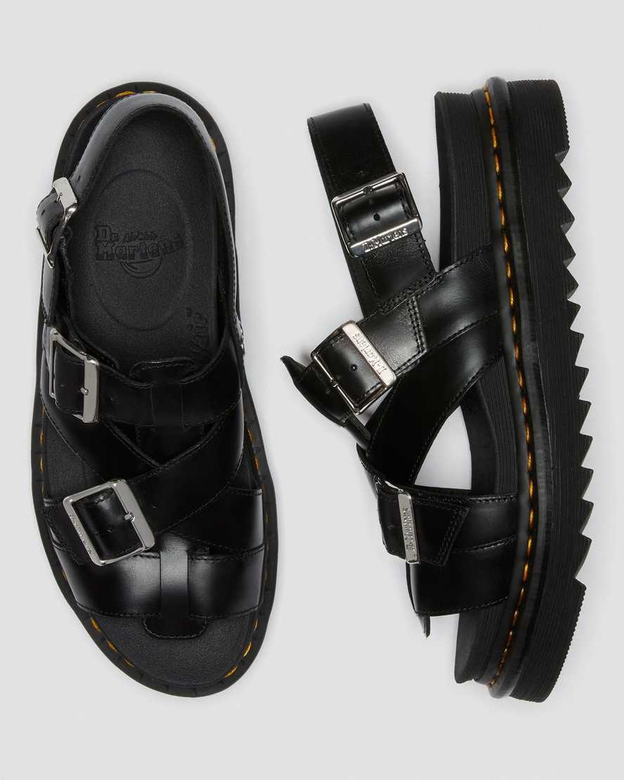 schwarze dr. martens terry ii herren-riemensandalen