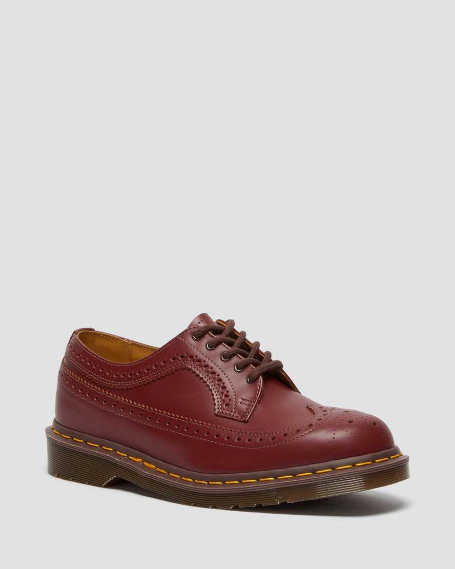 rote dr. martens 3989 vintage herren-brogue-schuhe hergestellt in england