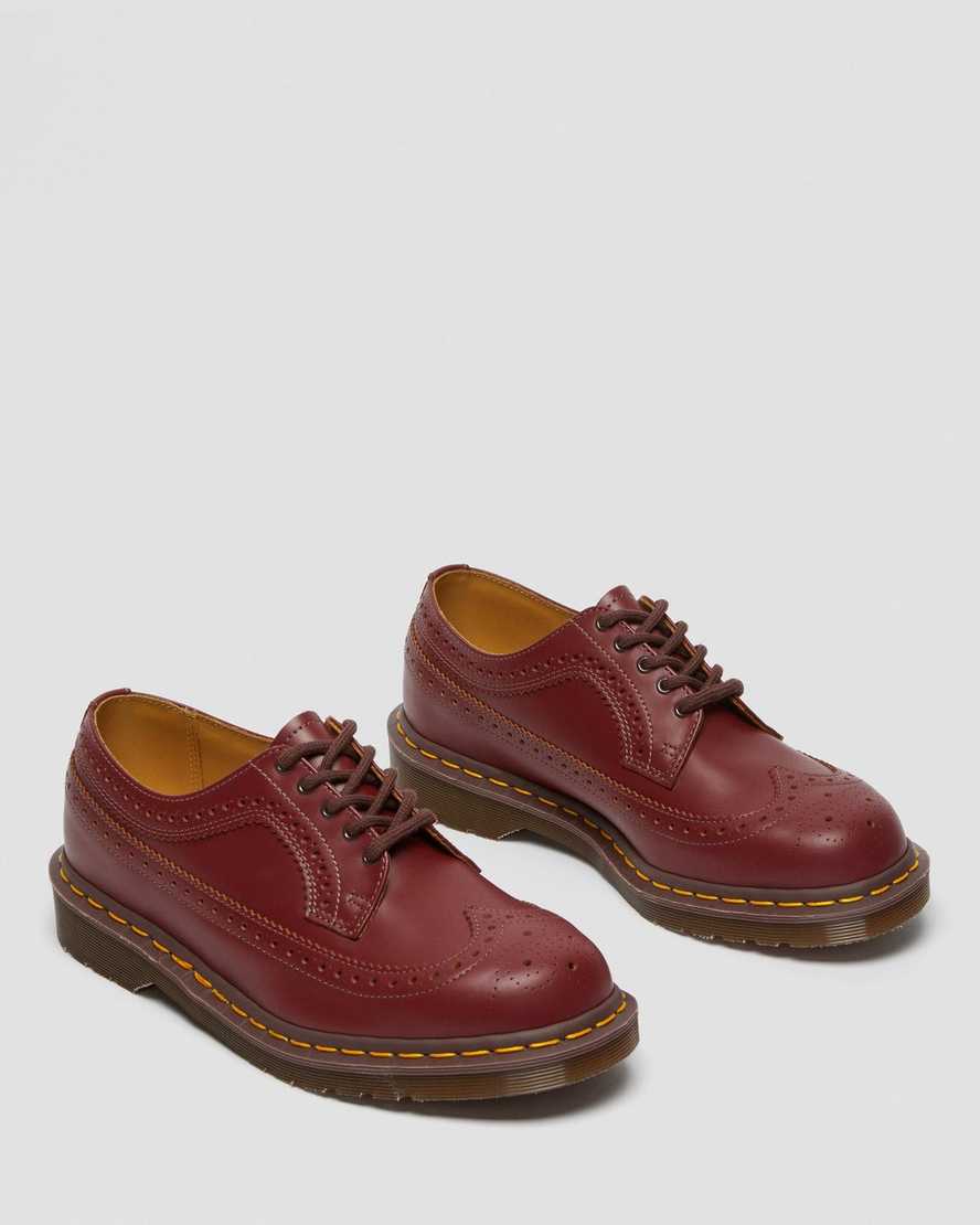 rote dr. martens 3989 vintage herren-brogue-schuhe hergestellt in england