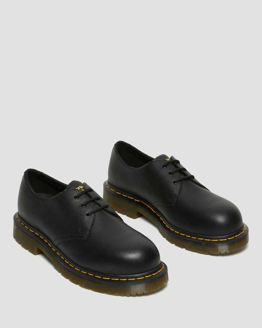 schwarze dr. martens 1461 herren-freizeitschuhe mit rutschfester stahlkappe
