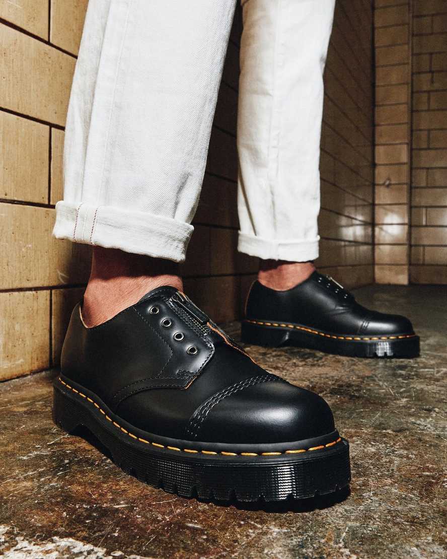 schwarze dr. martens smiths bex herren-freizeitschuhe ohne schnürsenkel