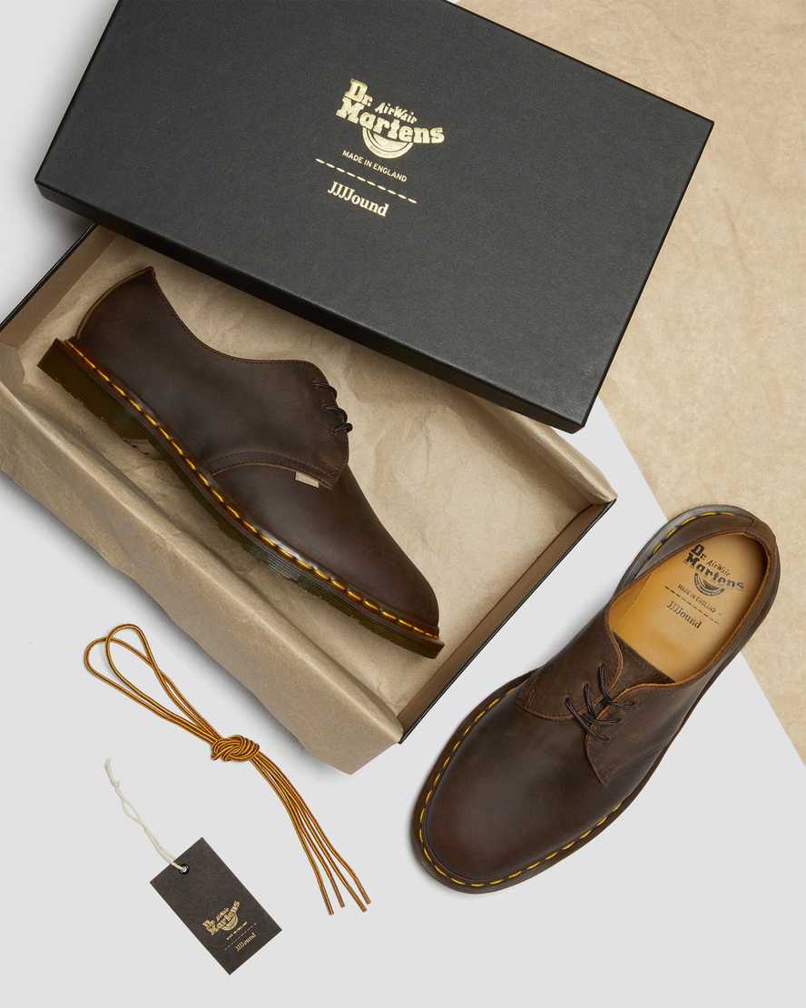 braune dr. martens archie ii jjjjound crazy horse herren-schnürschuhe