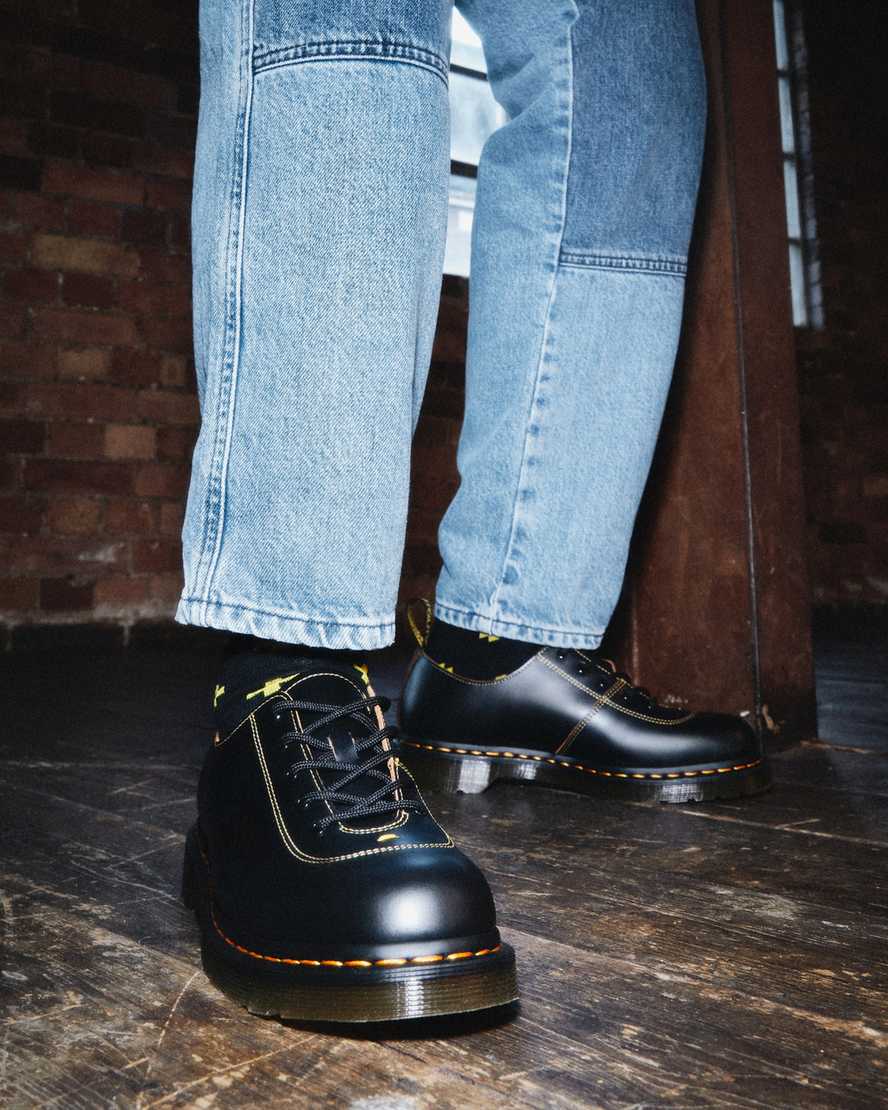 schwarze dr. martens glyndon vintage smooth herren-schnürschuhe