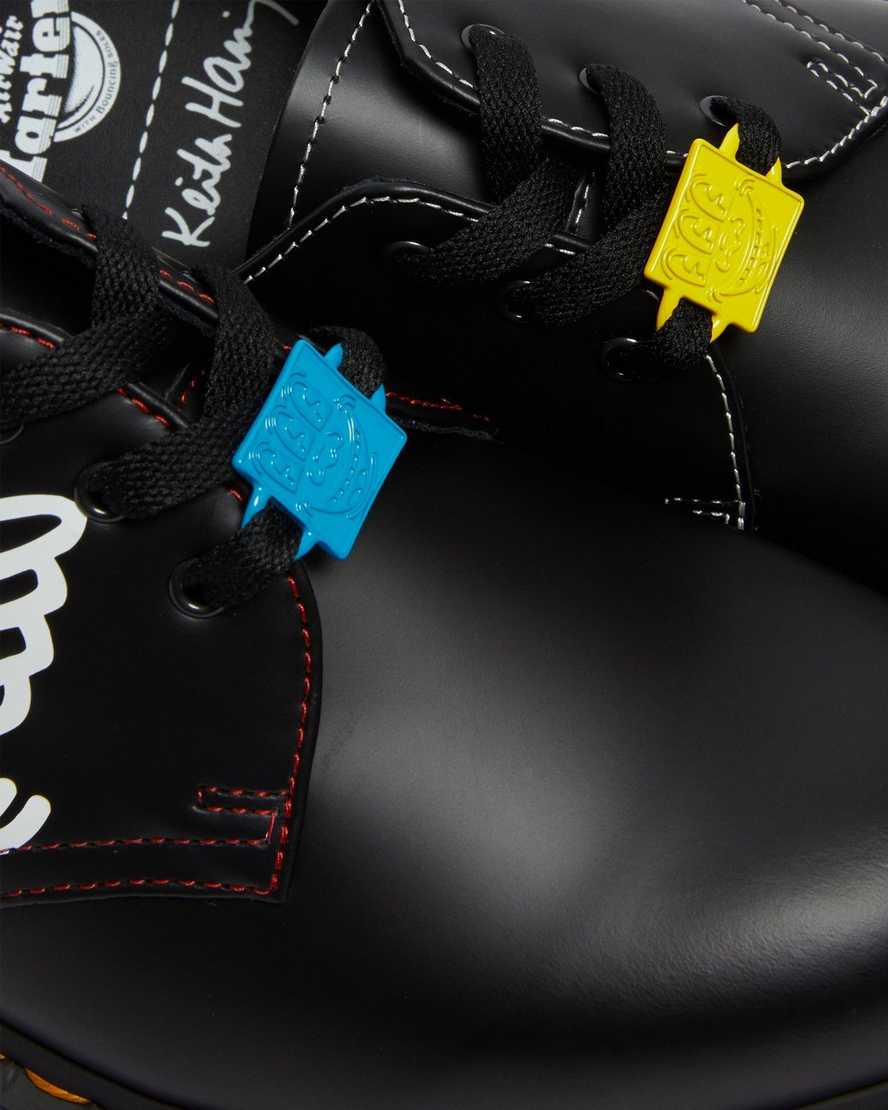 schwarze dr. martens keith haring 1461 glatte herren-oxfordschuhe