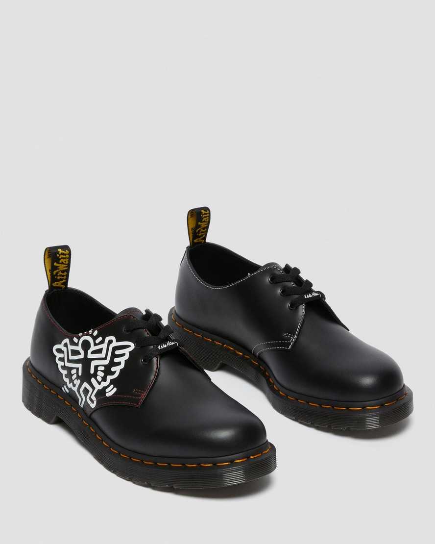 schwarze dr. martens keith haring 1461 glatte herren-oxfordschuhe