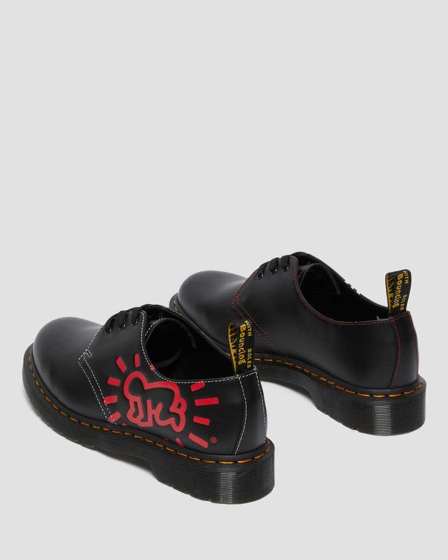 schwarze dr. martens keith haring 1461 glatte herren-oxfordschuhe