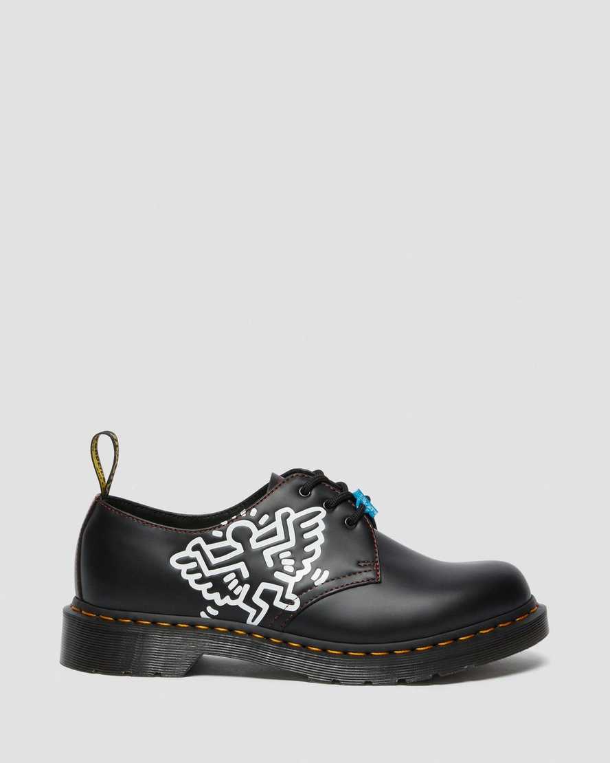 schwarze dr. martens keith haring 1461 glatte herren-oxfordschuhe