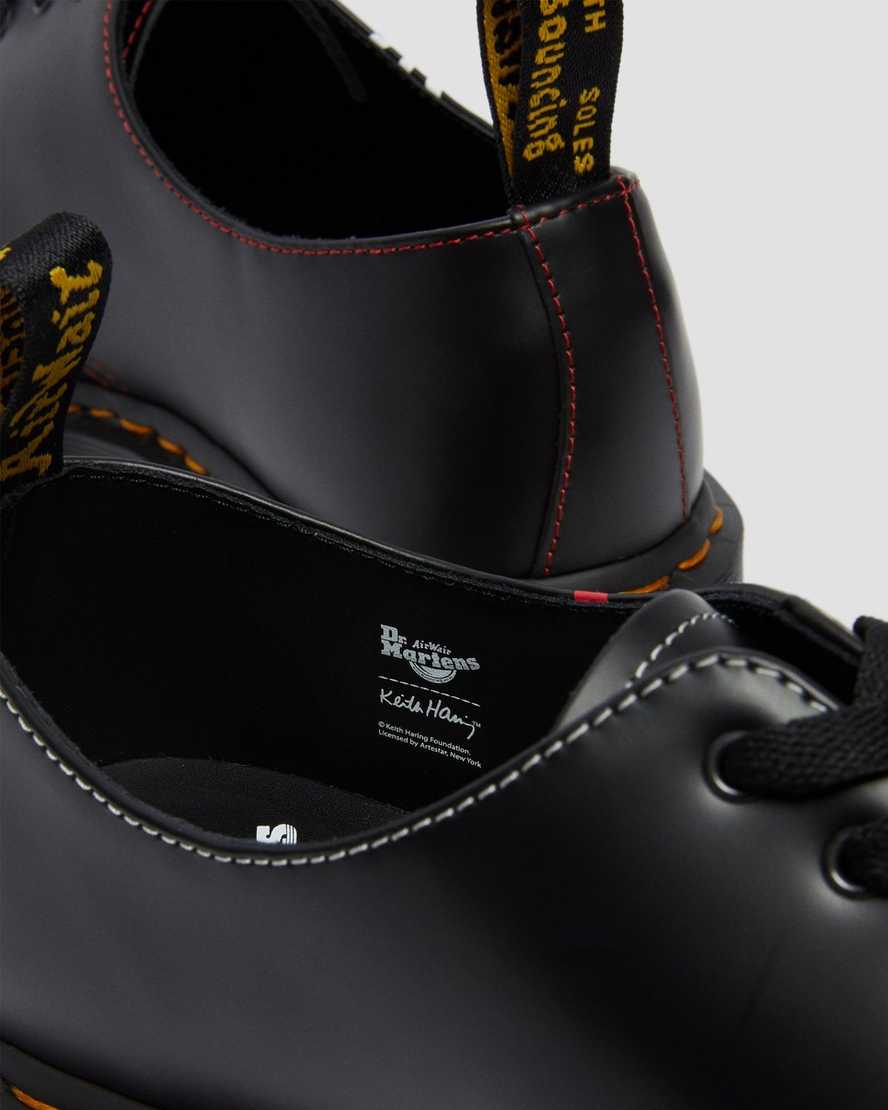 schwarze dr. martens keith haring 1461 glatte herren-oxfordschuhe