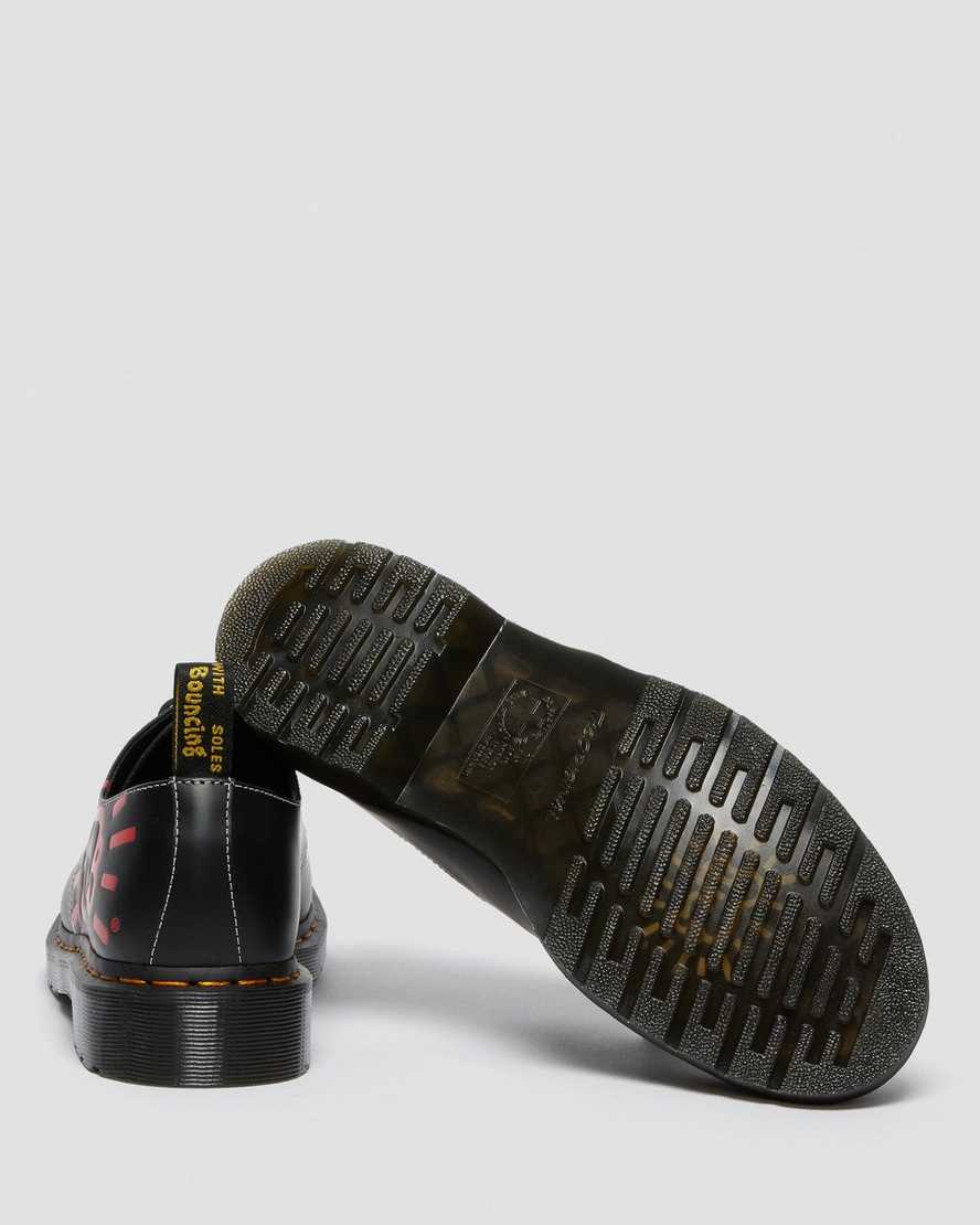 schwarze dr. martens keith haring 1461 glatte herren-oxfordschuhe