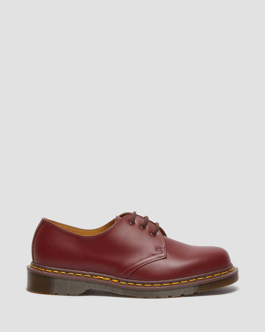 rote dr. martens 1461 vintage herren-oxfordschuhe hergestellt in england