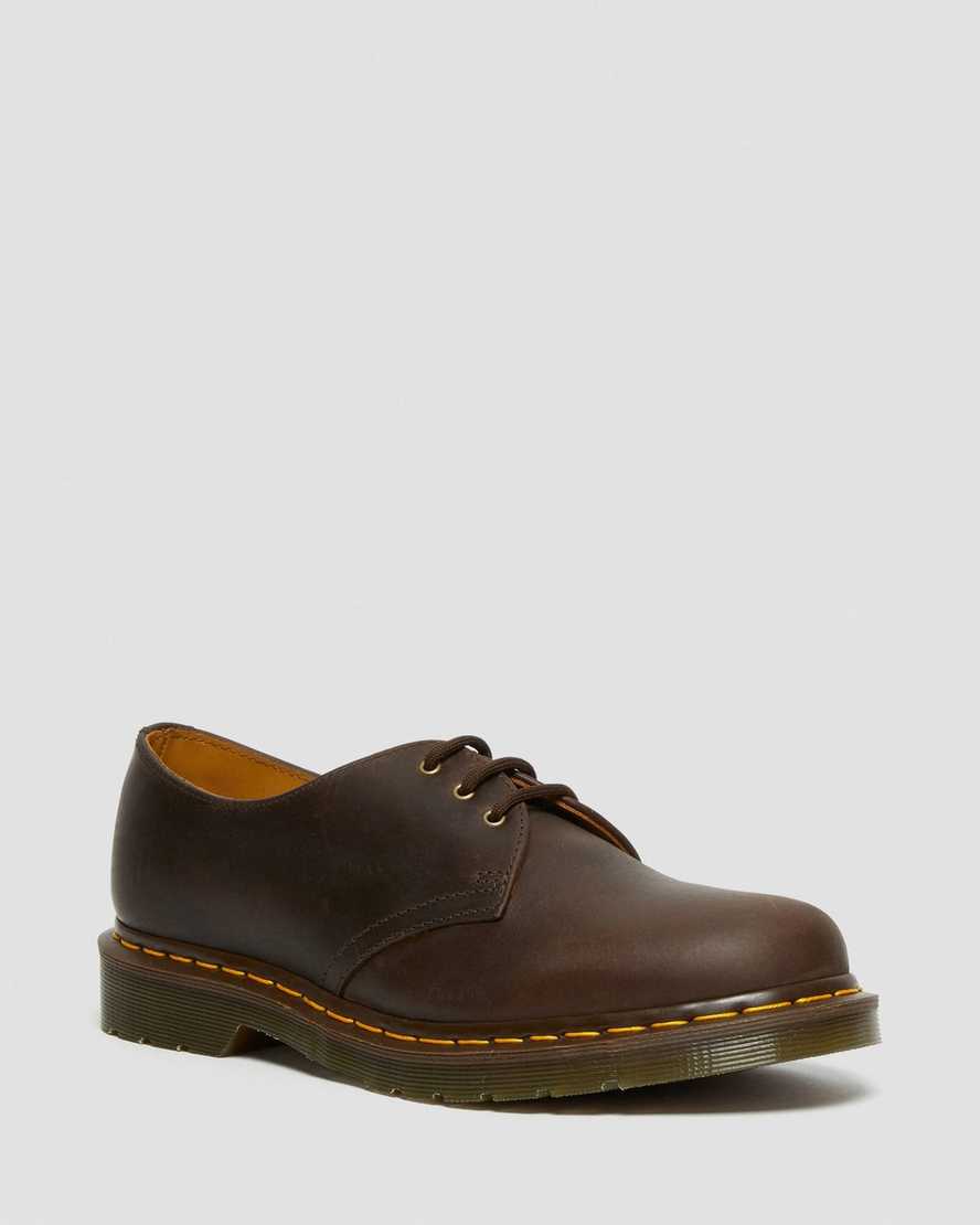 braune dr. martens 1461 crazy horse herren-oxfordschuhe