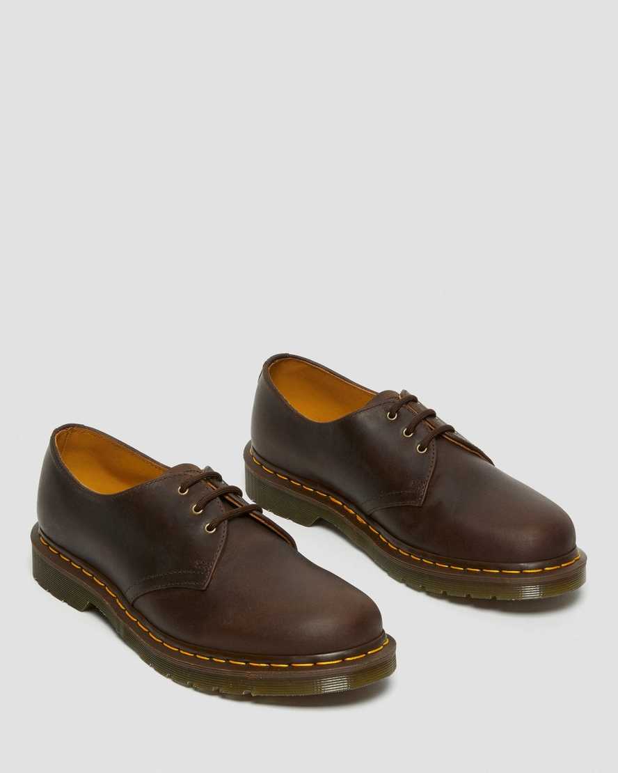 braune dr. martens 1461 crazy horse herren-oxfordschuhe