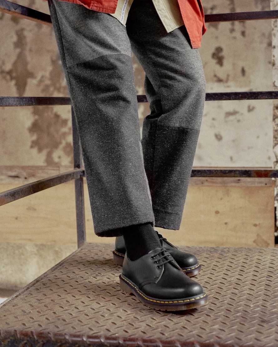 schwarze dr. martens 1461 vintage herren-oxfordschuhe hergestellt in england