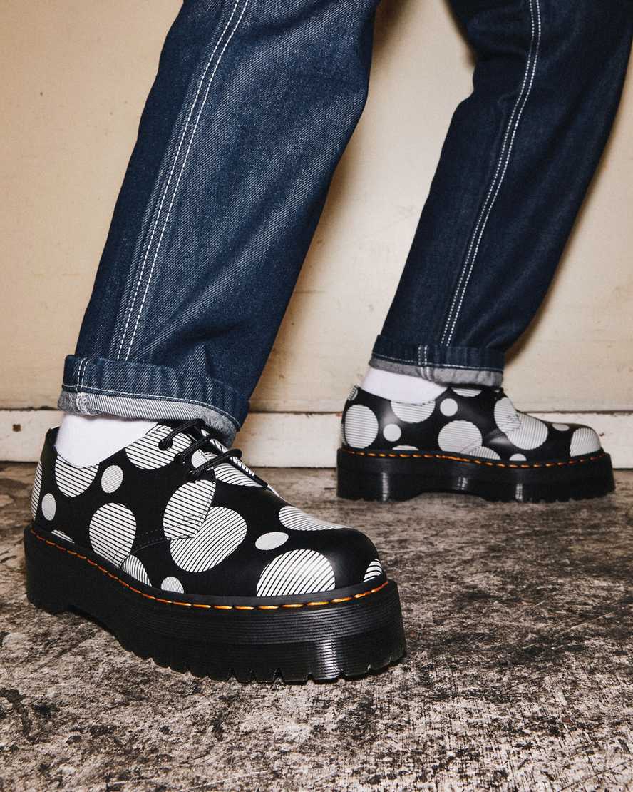 schwarze dr. martens 1461 polka dot glatte herren-plateauschuhe