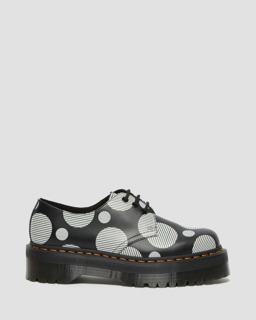 schwarze dr. martens 1461 polka dot glatte herren-plateauschuhe